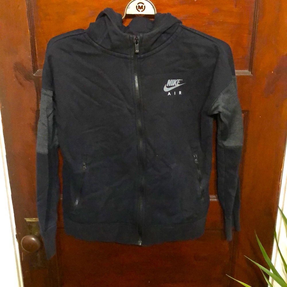 Boys Black Gray Nike Zip Hoodie